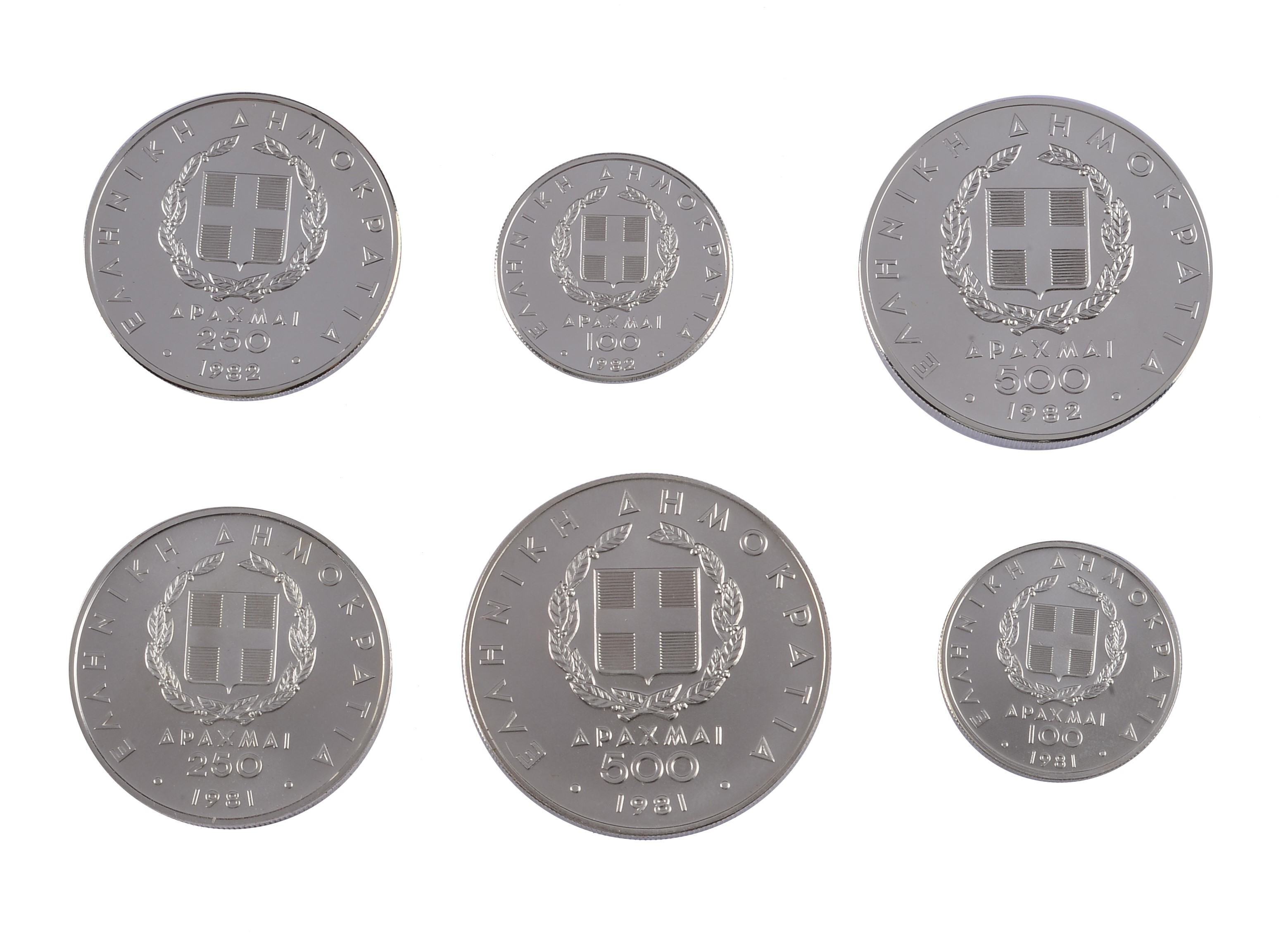 Trittico di monete Grecia 1982