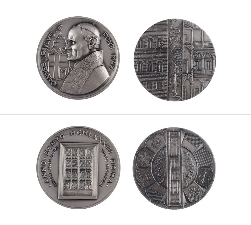 Moneta Papa Giovanni Paolo II per l'Anno Santo 1983 e Medaglia vincitrice del Concorso Giovani Ar...