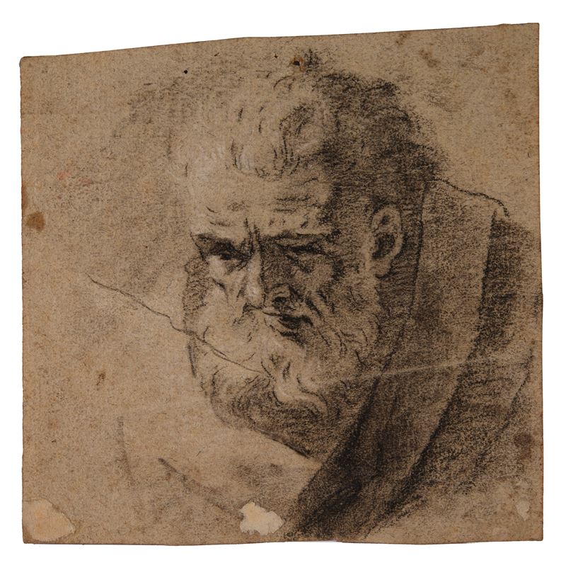 Volto di uomo con barba (fronte) Due volti di profilo (retro)