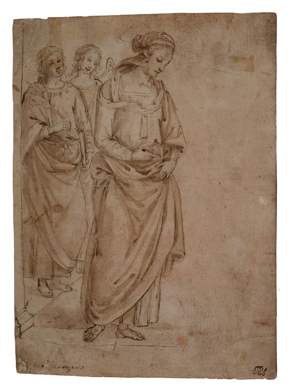 Anonimo, XVIII sec. - La Vergine e gli angeli (Studio da Perugino)