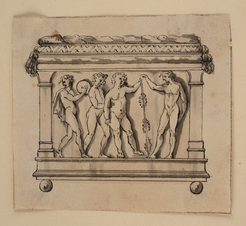 Anonimo, XVIII Sec. - Studio per Urna con Bassorilievi