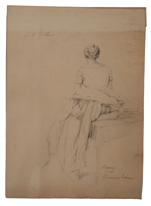 Anonimo, XIX sec. - Donna seduta di spalle