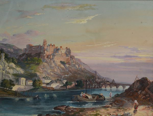 Anonimo, XIX sec. - Veduta di paese