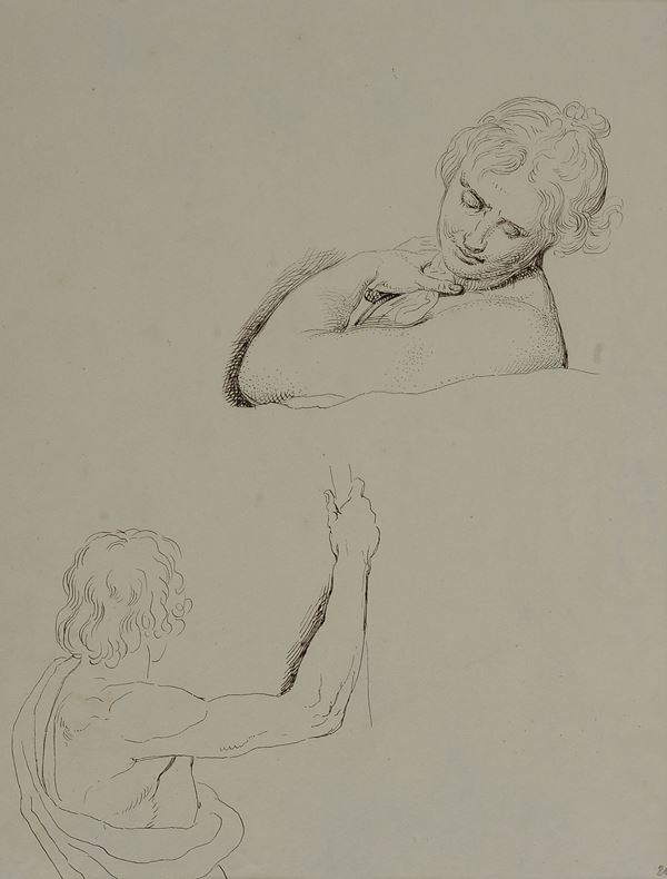 Attr. a Luigi Sabatelli - Busto femminile e figura 