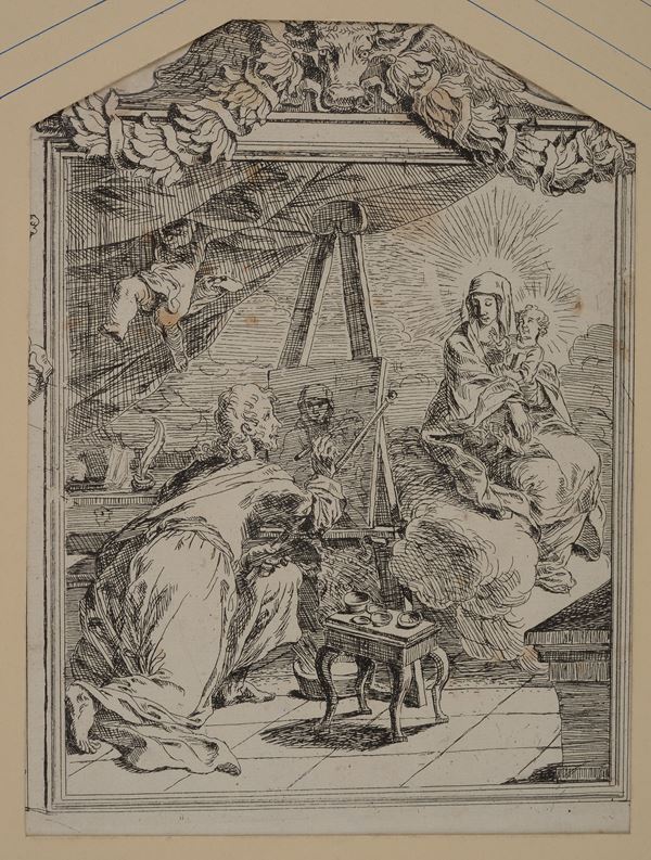 Anonimo, XVIII sec. - San Luca dipinge il ritratto della Vergine