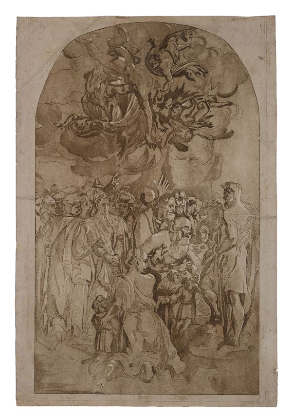 San Giovanni Battista battezza il popolo (Dall'Affresco di Pellegrino Tibaldi, Cappella Poggi, Chiesa  [..]