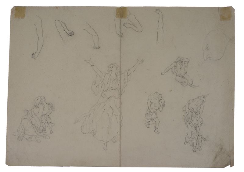 Vari studi di figure (fronte/retro)