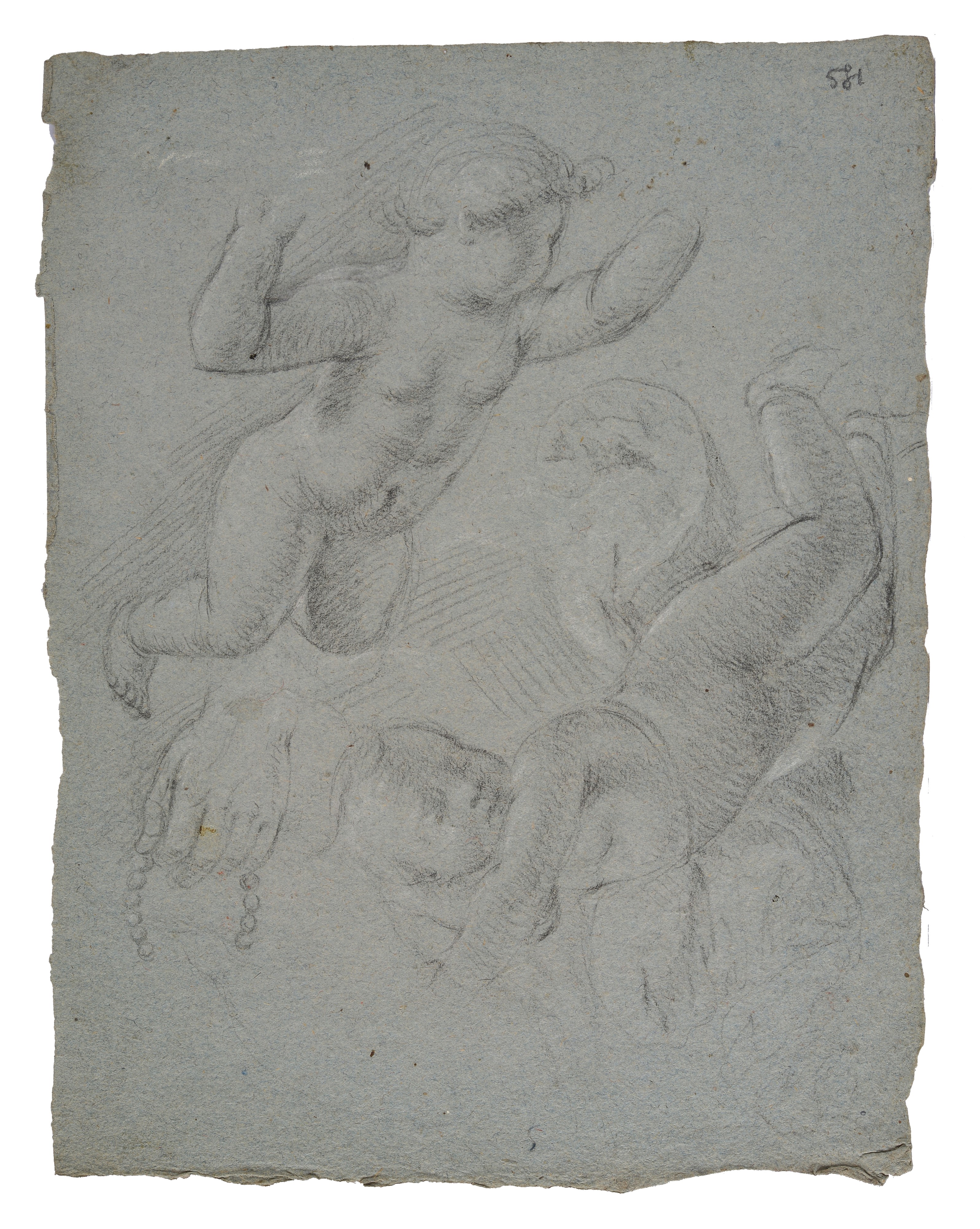 Studi di mani e figura (fronte) Putti (retro)