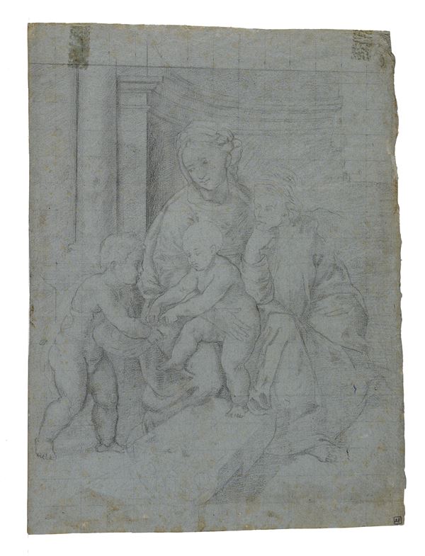 Scuola Francese, XVIII sec. - Madonna con Bambino, San Giovannino e Sant'Anna (da Raffaello)