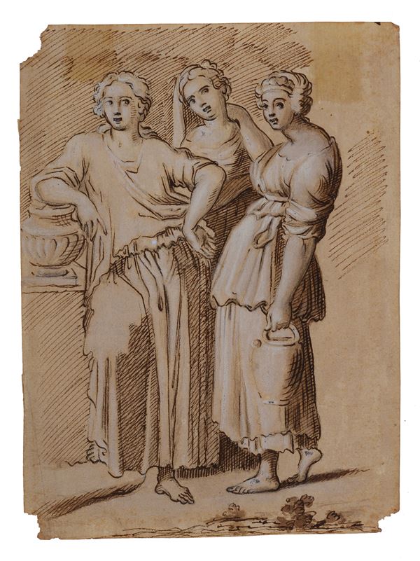 Anonimo, inizi XIX sec. - Tre donne con anfore