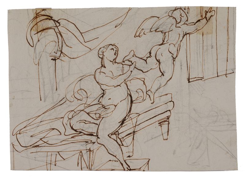 Amore e Psiche (sul verso: composizione a matita)