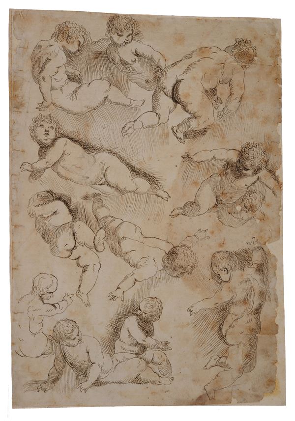 Scuola Italia Centrale, XVIII sec. - Studio di putti