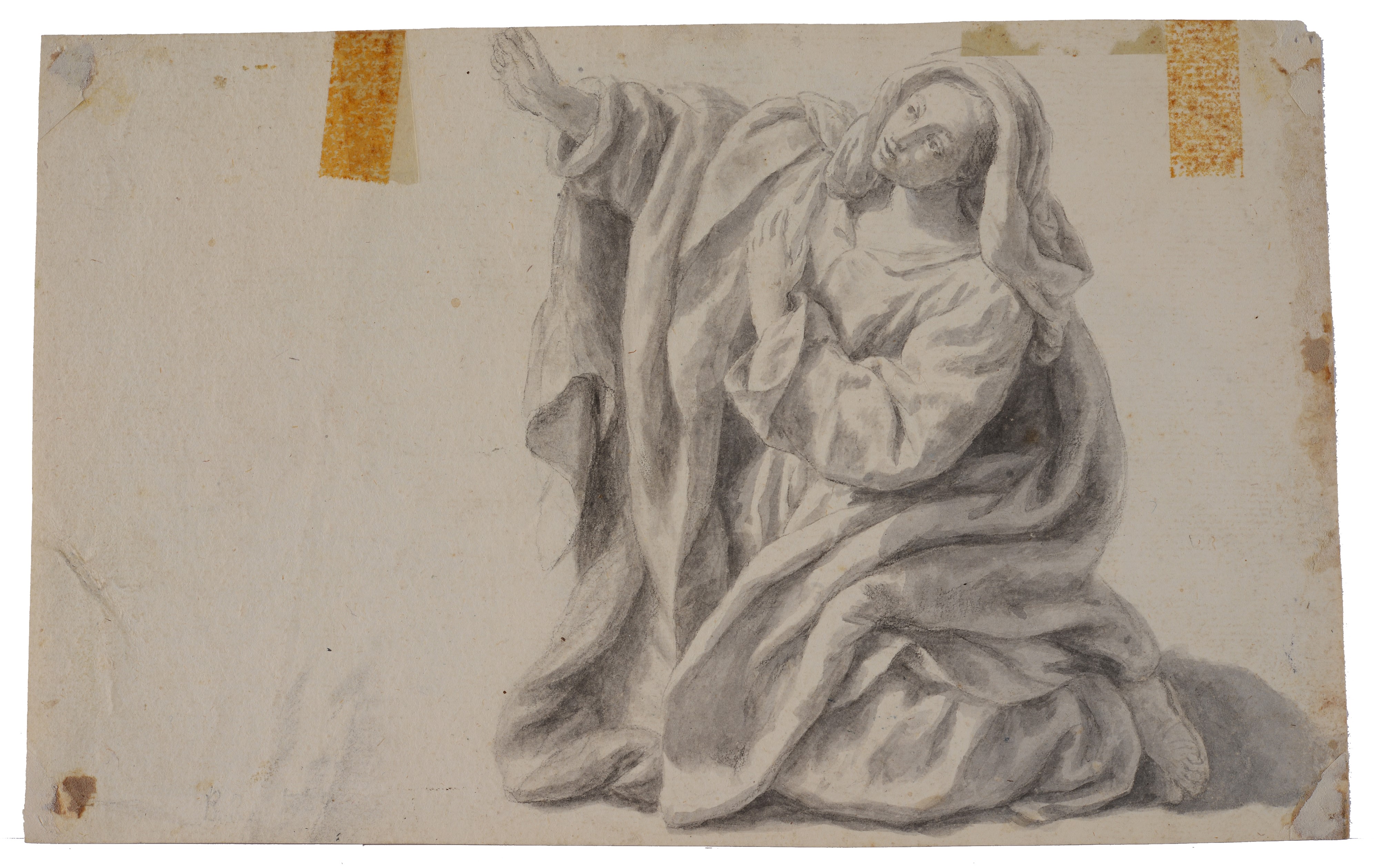 Lamentazione sul corpo di Cristo (fronte) Figura inginocchiata (retro)