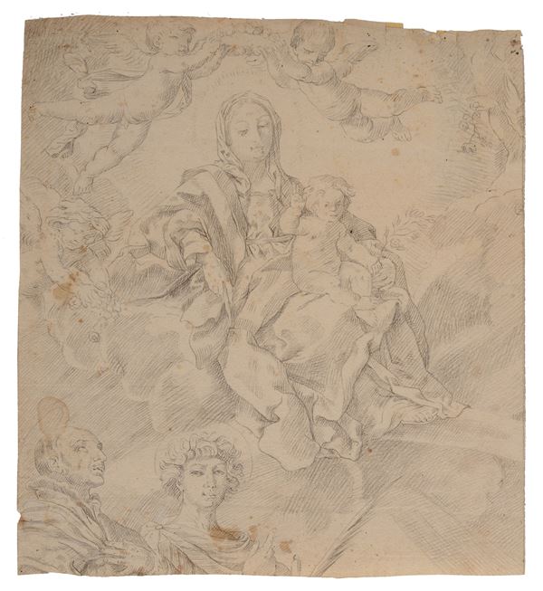 Anonimo, XVIII sec. - Madonna con Bambino e Santi
