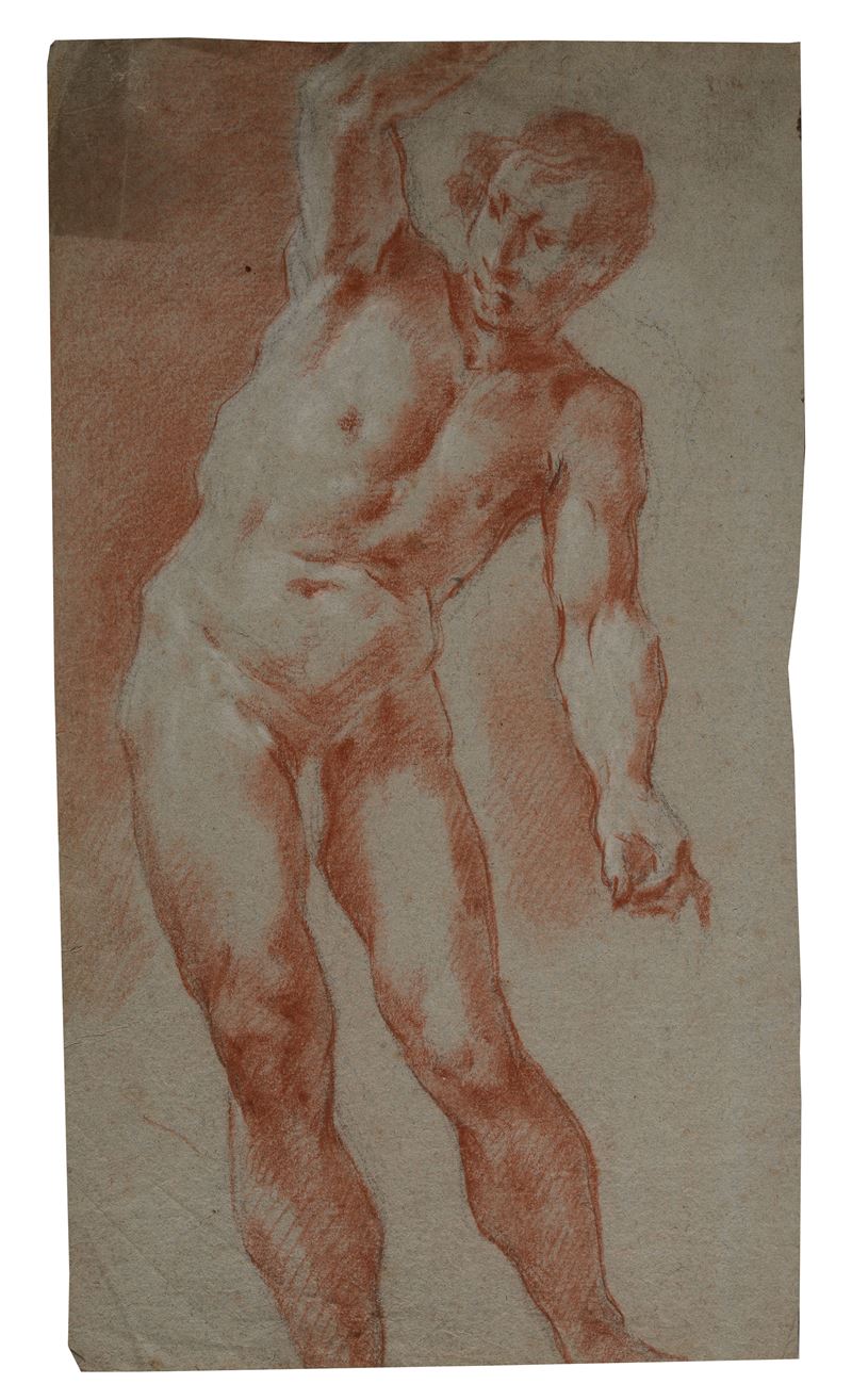 Scuola Italia Settentrionale, XVIII Sec. - Nudo (sul Verso: a Matita Divinità che Banchettano)