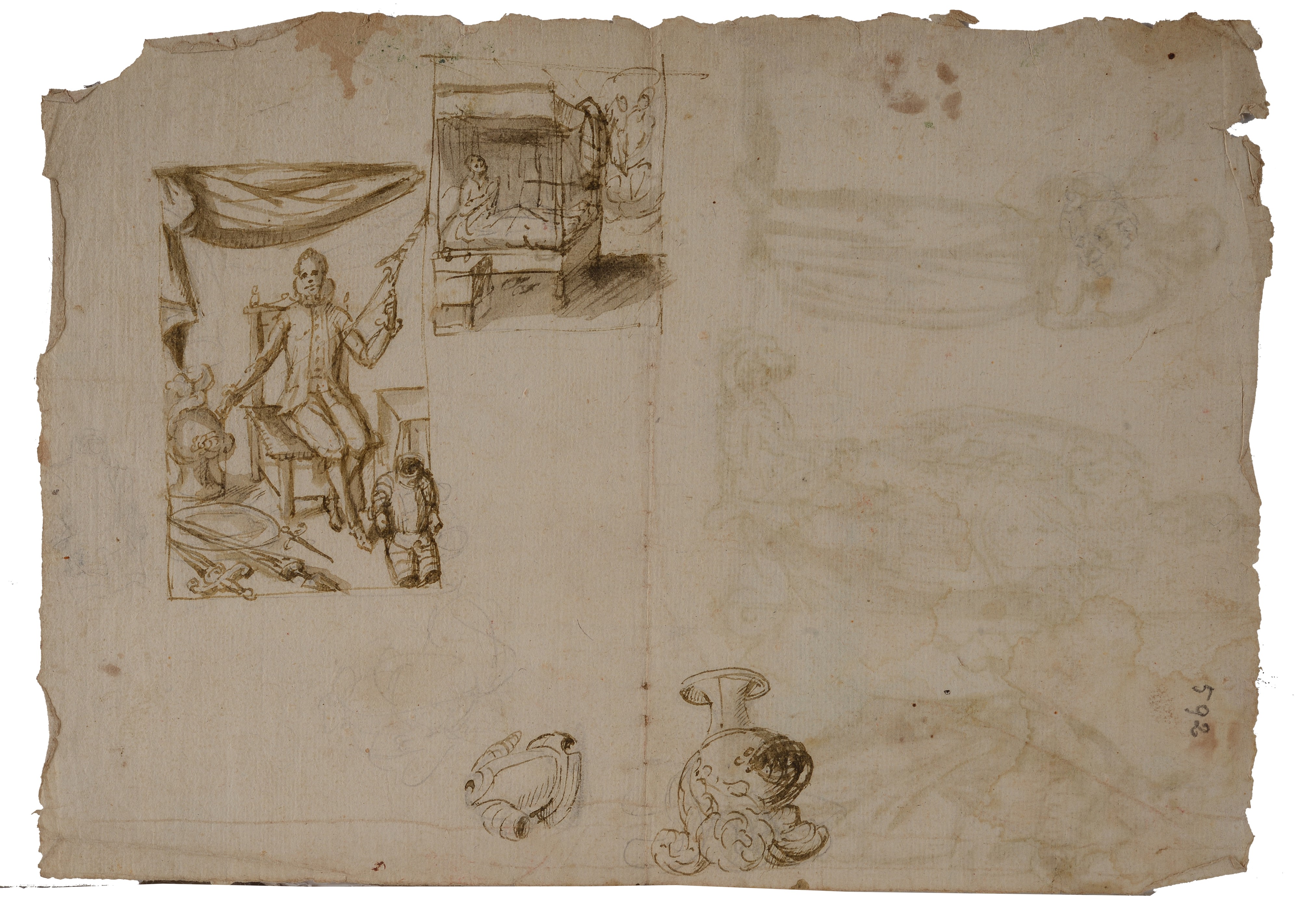 San Giorgio, San Francesco e San Bartolomeo (fronte) Scuola di cavaliere e studi di armatura (ret...