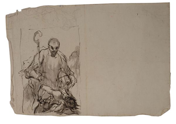 Anonimo, XVIII - XIX sec. - Santo scaccia il Demonio