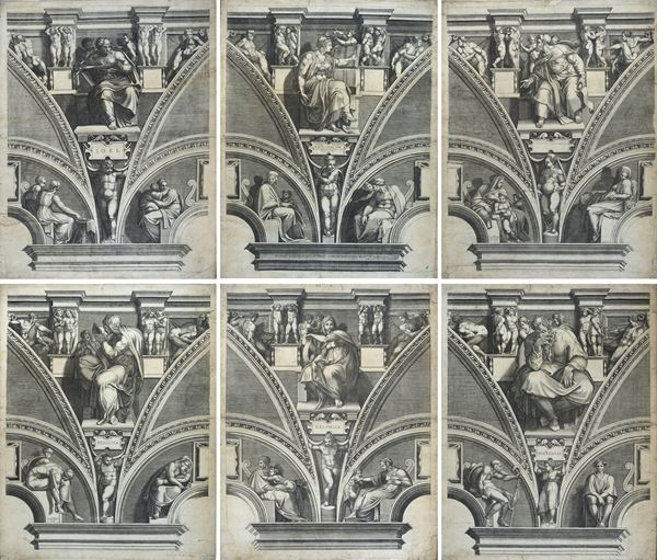 Giorgio Ghisi - Particolari della volta della Cappella Sistina con figure di profeti e sibille