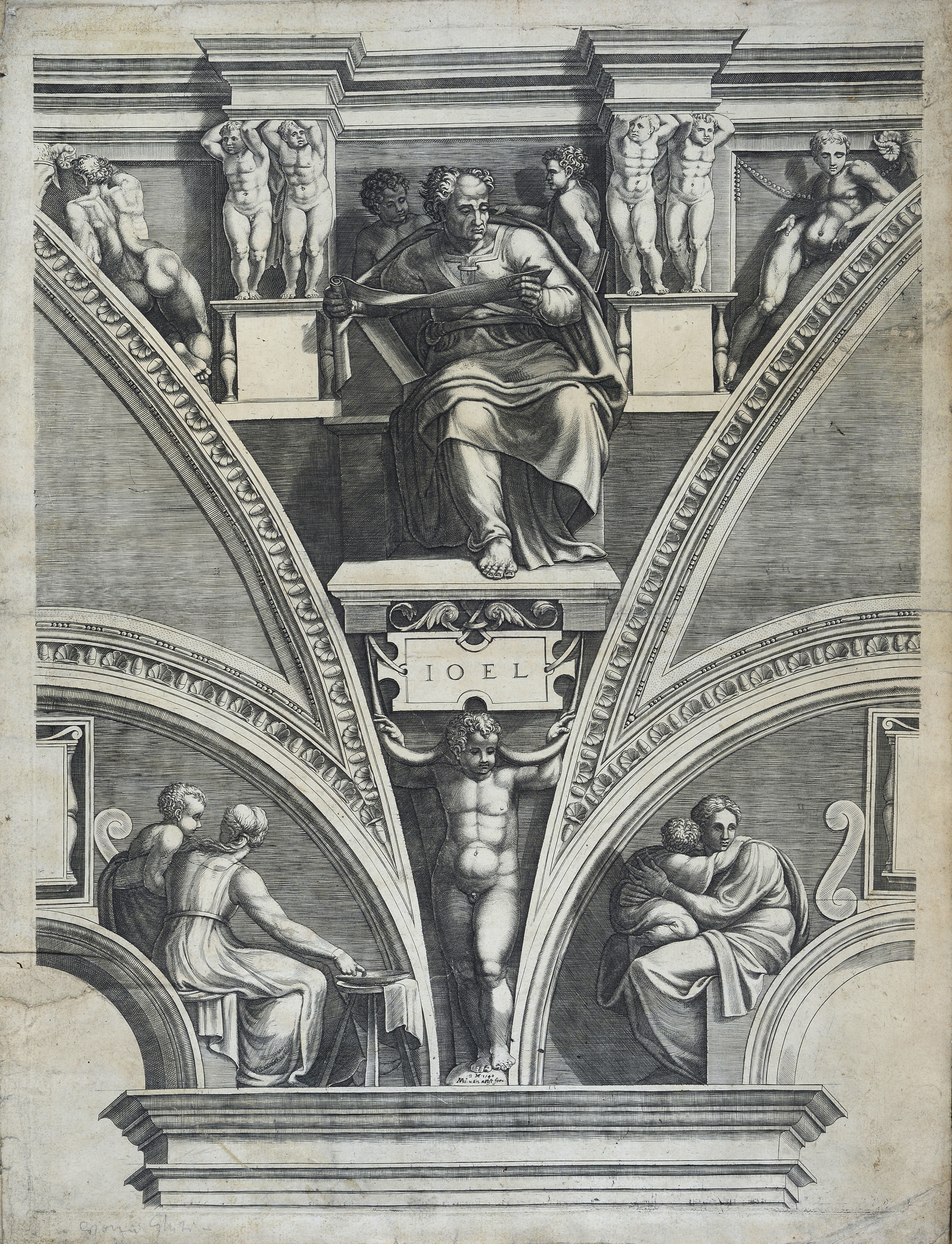 Particolari della volta della Cappella Sistina con figure di profeti e sibille