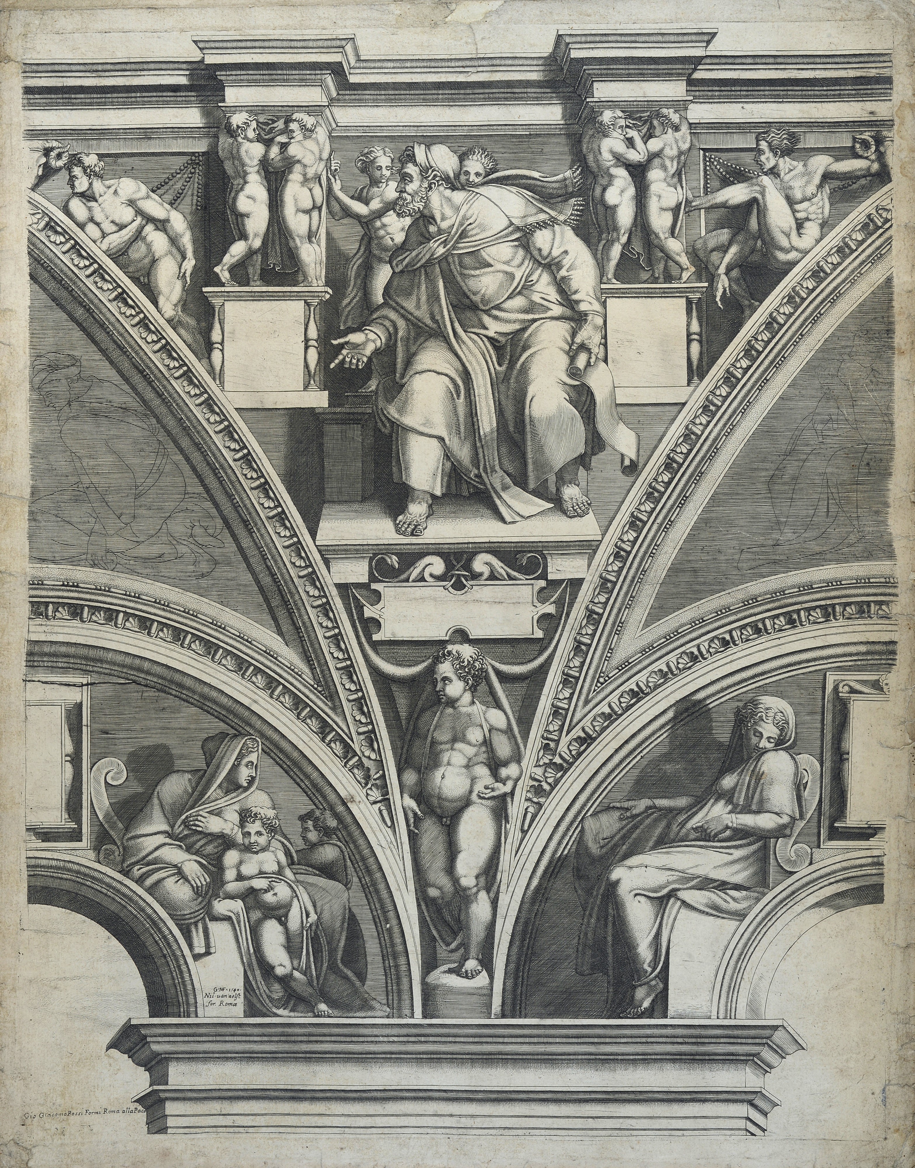 Particolari della volta della Cappella Sistina con figure di profeti e sibille