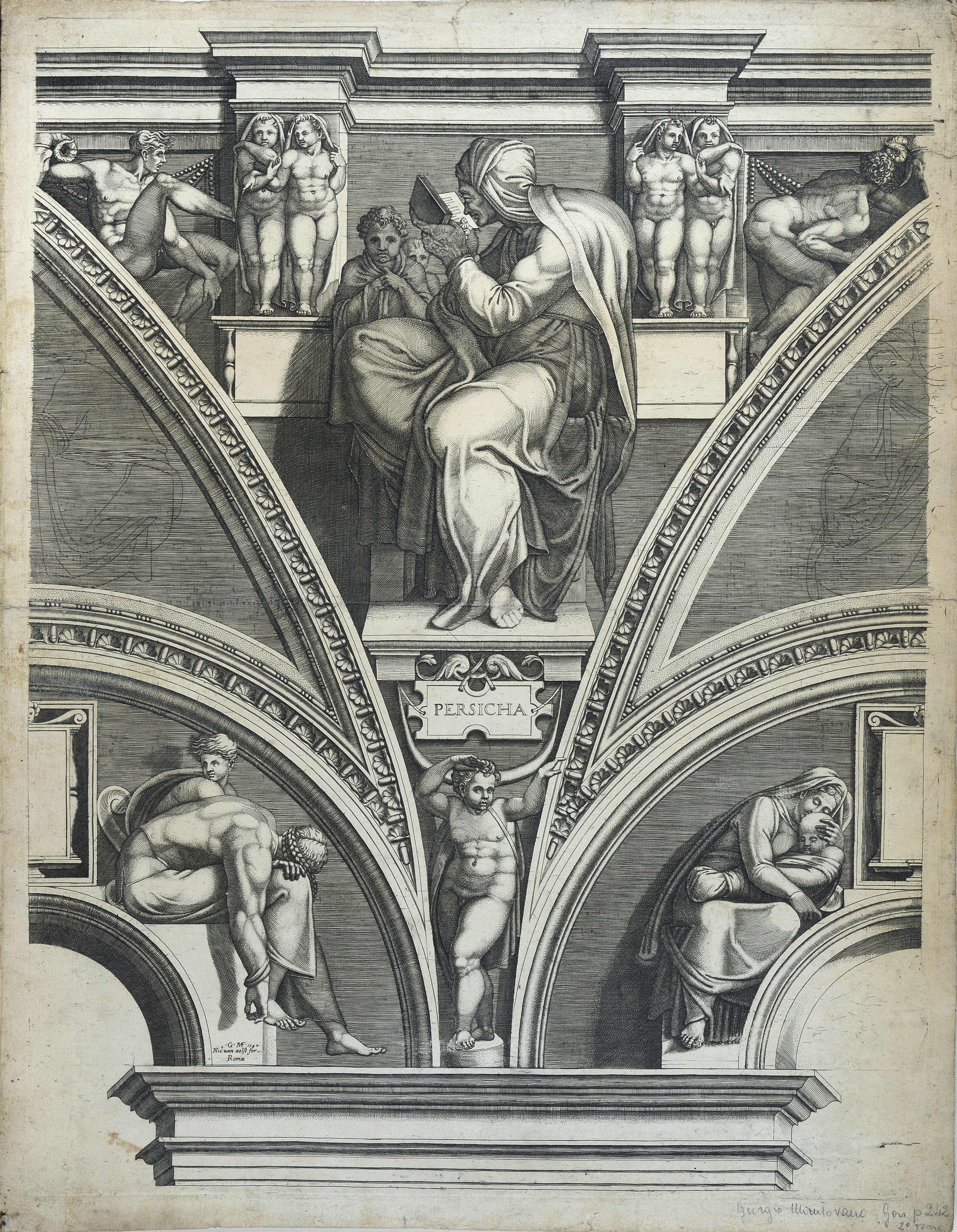 Particolari della volta della Cappella Sistina con figure di profeti e sibille