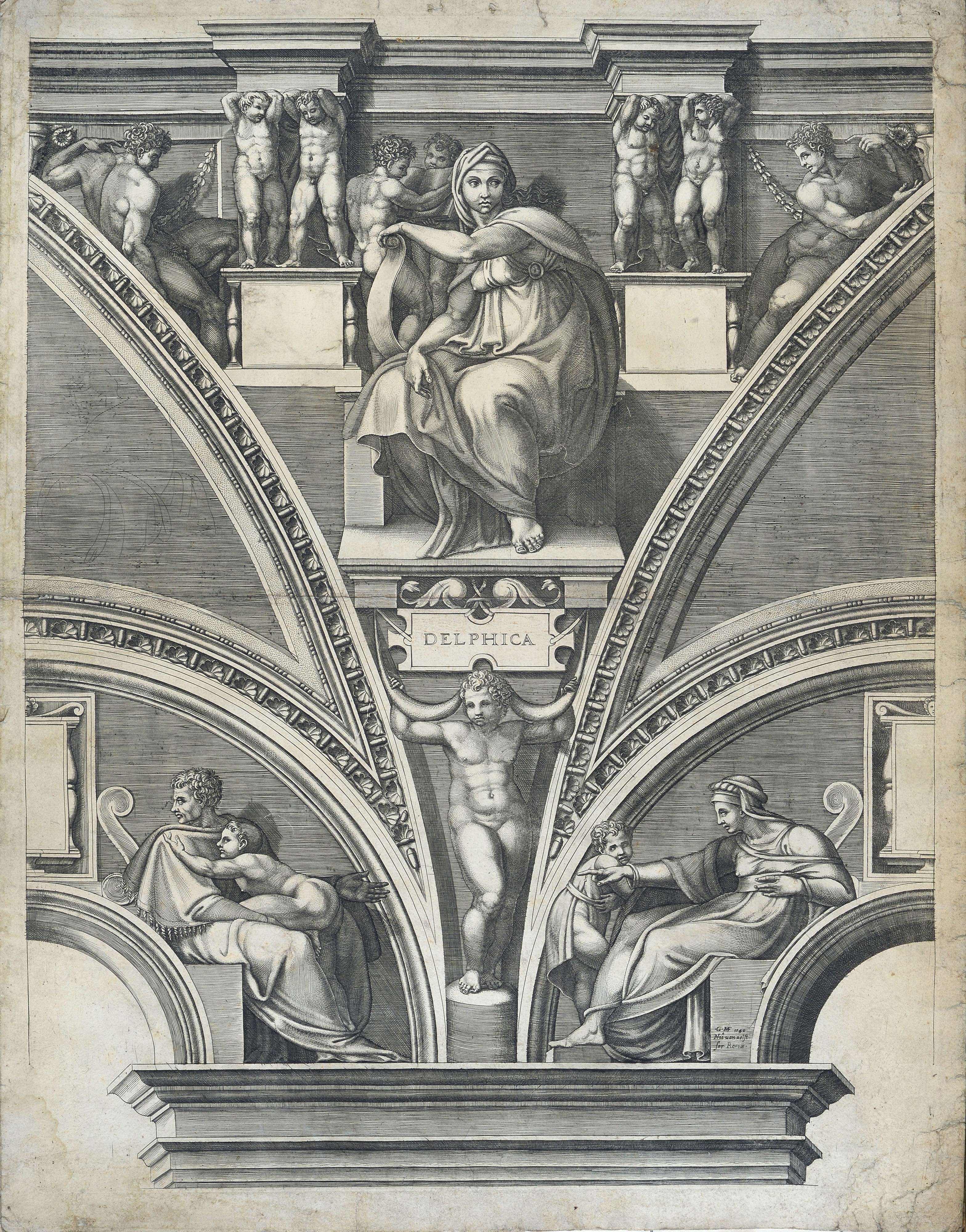 Particolari della volta della Cappella Sistina con figure di profeti e sibille