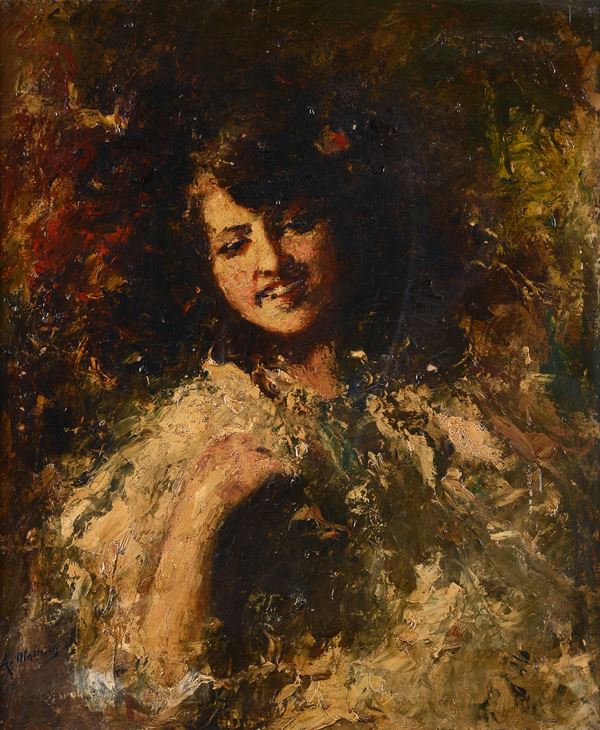 Antonio Mancini - Ritratto di ragazza