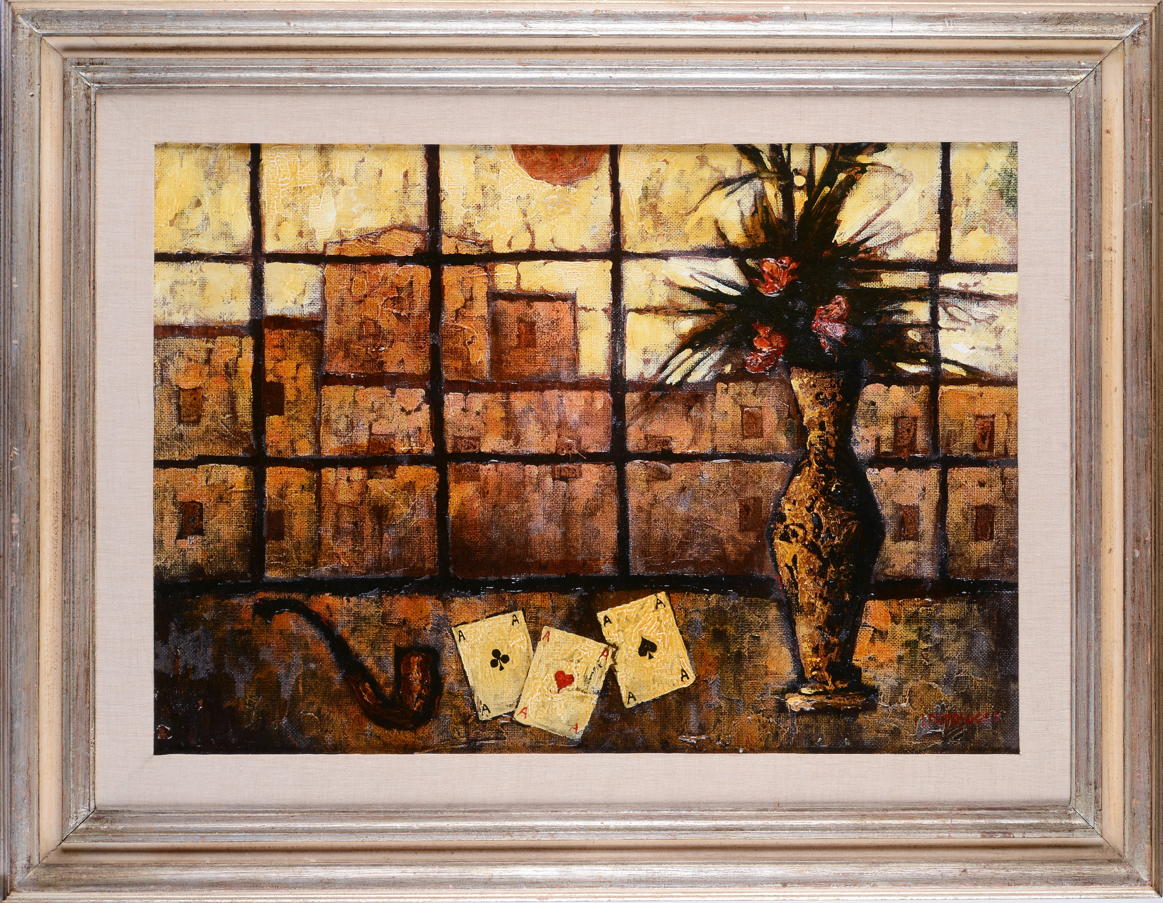 Leonardo Papasogli - Natura Morta con Carte da Gioco e Vaso