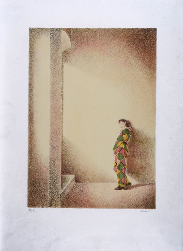 Sergio Nardoni : Arlecchino  - Litografia - Asta GRAFICA E MULTIPLI - Pananti Online