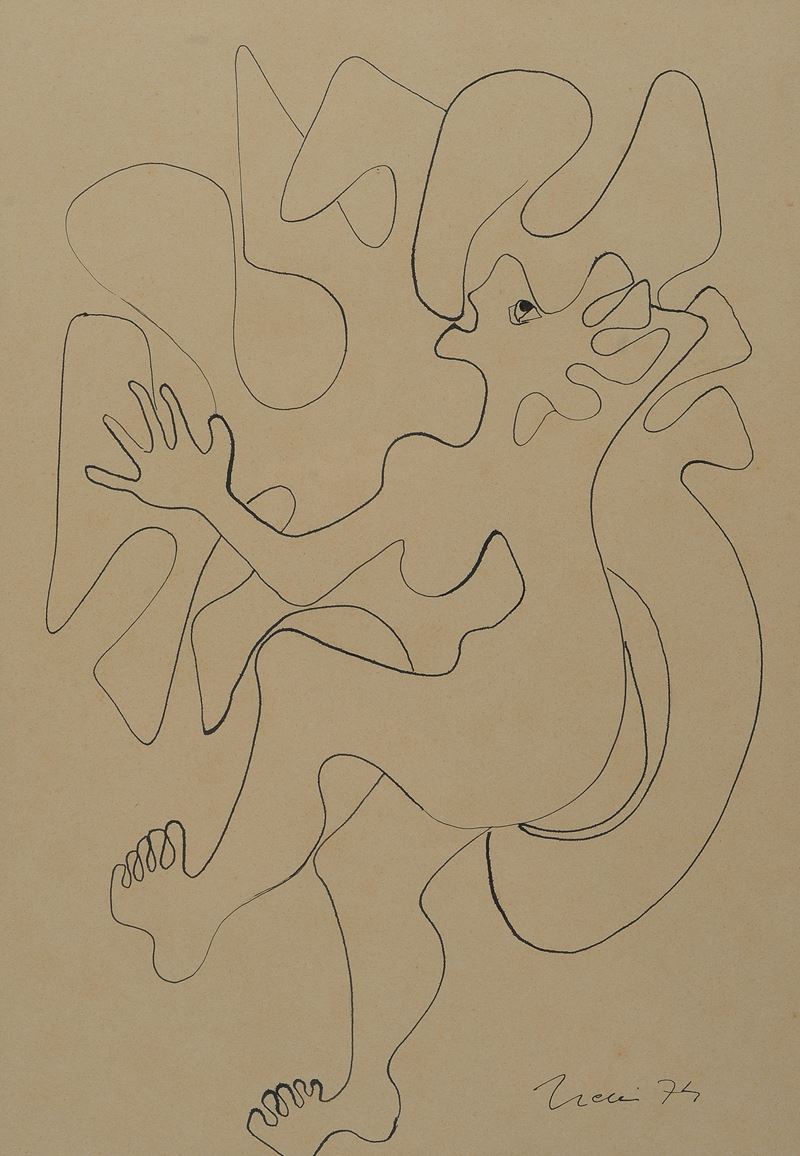 Claudio Trevi - Senza titolo (inchiostro su carta), 1974