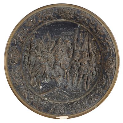 Piatto istoriato in ceramica a rilievo, XIX-XX secolo