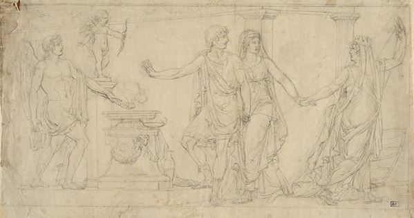 Anonimo, XIX sec. - Studio per fregio classico con scena di sacrificio