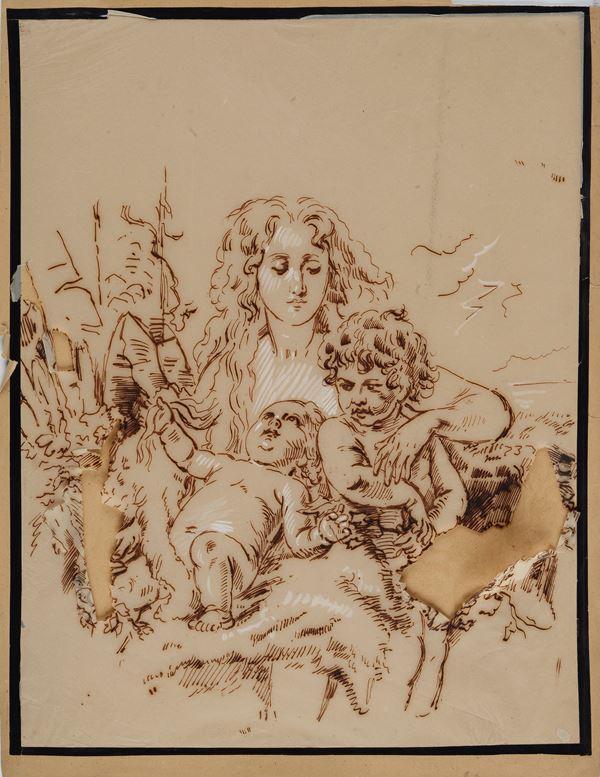 Anonimo, fine XIX sec. - Madonna con Bambino e San Giovannino