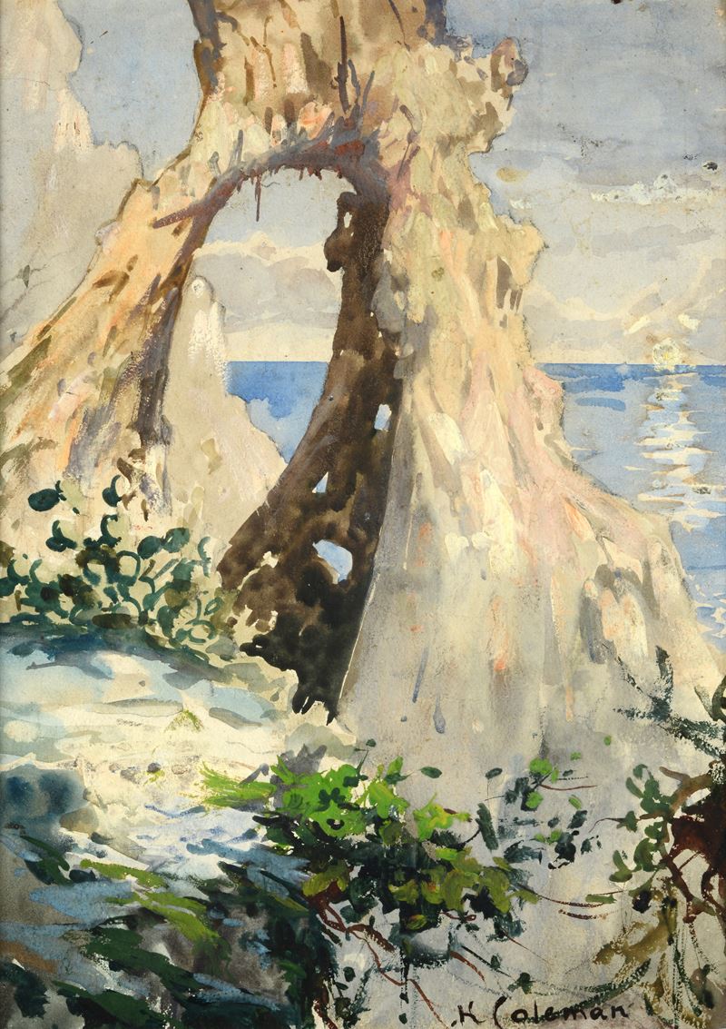Enrico Coleman - Capri, acquerello su carta