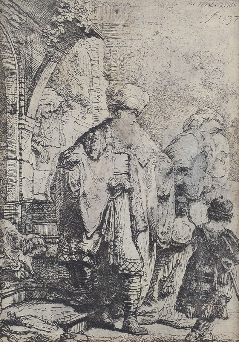 Abramo scaccia Agar e Ismaele (da Rembrandt)