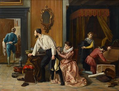 La fuga di Bernardo Strozzi, olio su tela, 1883
