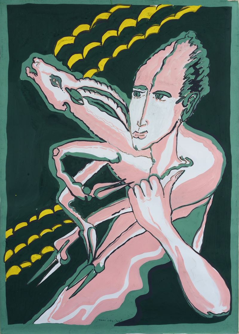 Remo Brindisi - Pastorale, tempera su carta