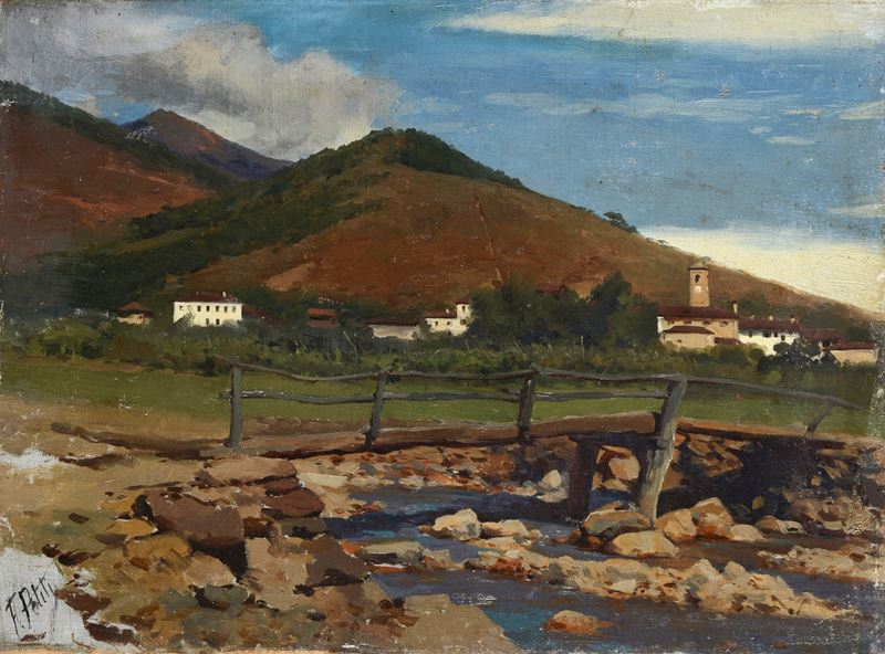 Filiberto Petiti - Campagna, olio su tela riportata su cartone