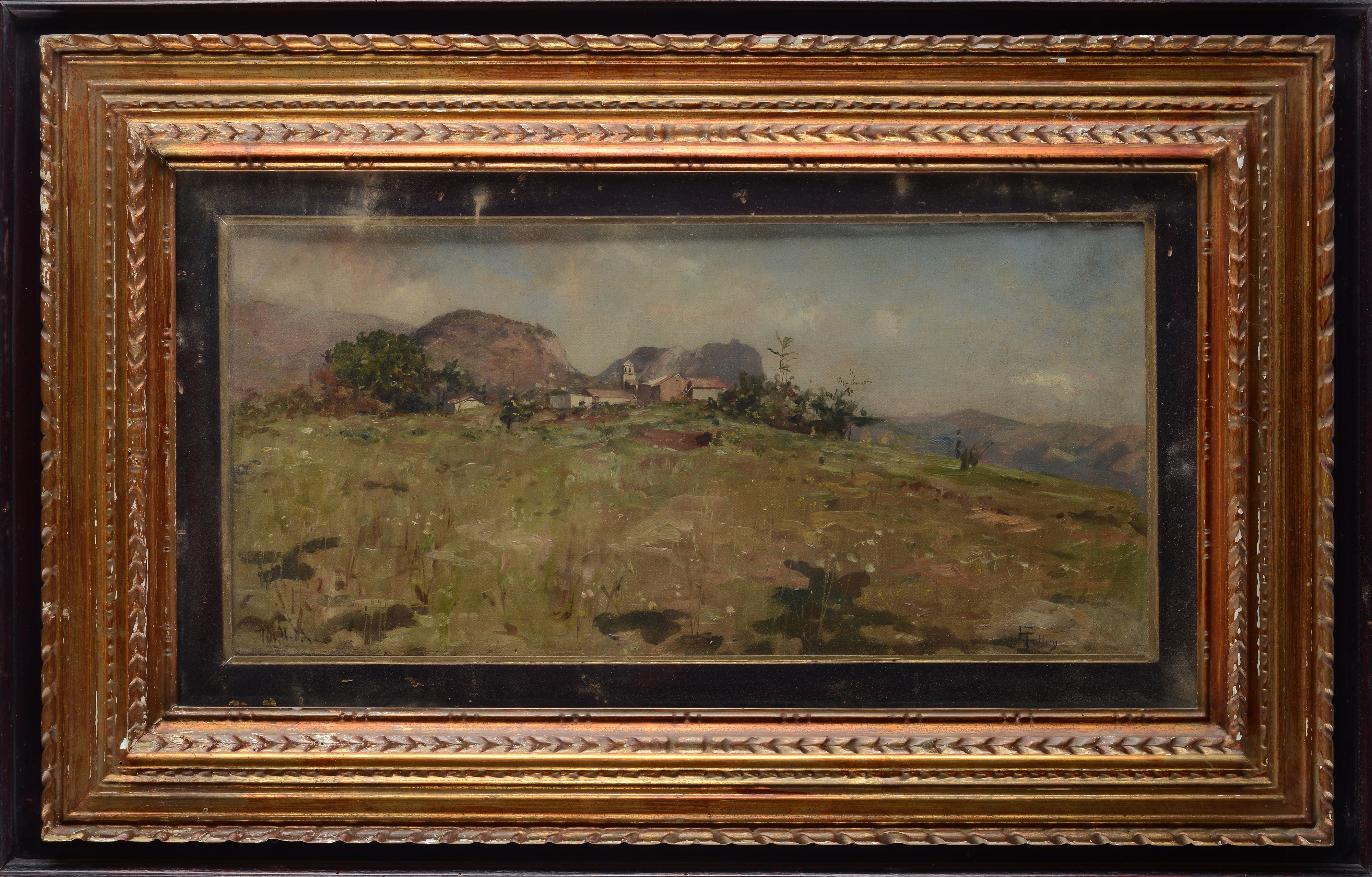 Carlo Follini - Paese di campagna, olio su tela, 1913