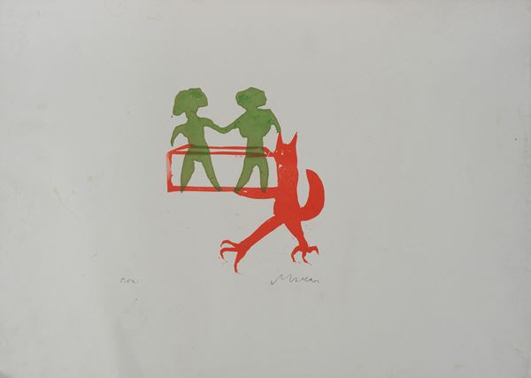 Mino Maccari : Il diavoletto  (1957)  - Xilografia - Asta GRAFICA E MULTIPLI - Pananti Online