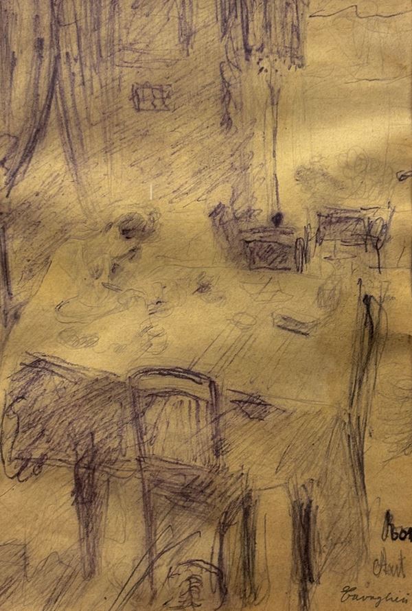Mario Cavaglieri - Interno con tavolo