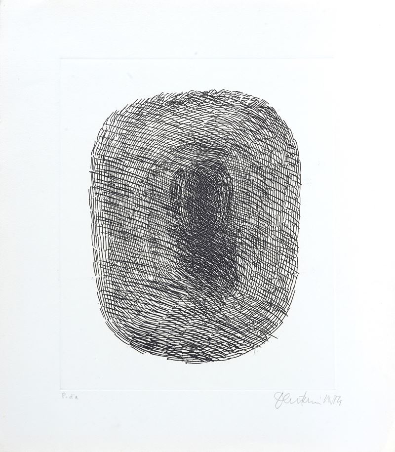 Venturino Venturi - Ventre, acquaforte, 1974
