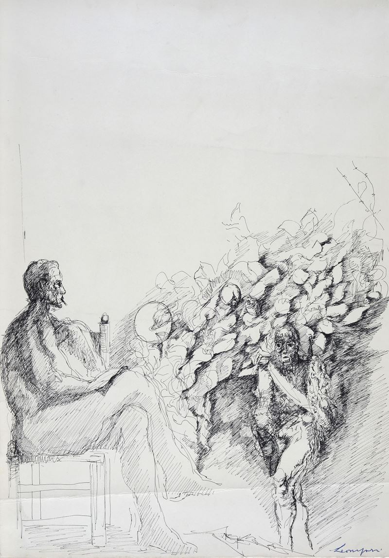 Raffaele Leomporri - Senza titolo, penna su carta