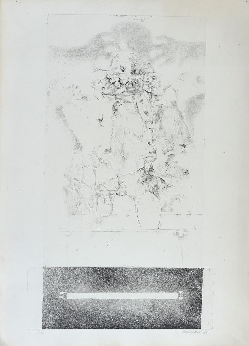 Renzo Vespignani - Senza titolo, litografia 1966