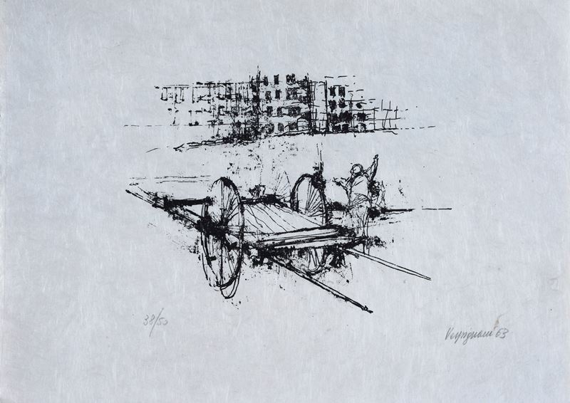 Renzo Vespignani - Senza titolo, litografia, 1963