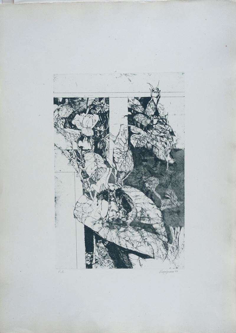 Renzo Vespignani - Senza titolo (litografia, 1966)