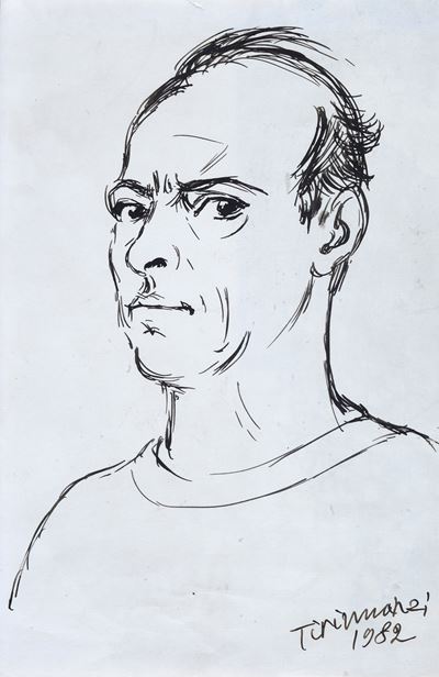 Autoritratto, china su carta, cm 32x21, 1982