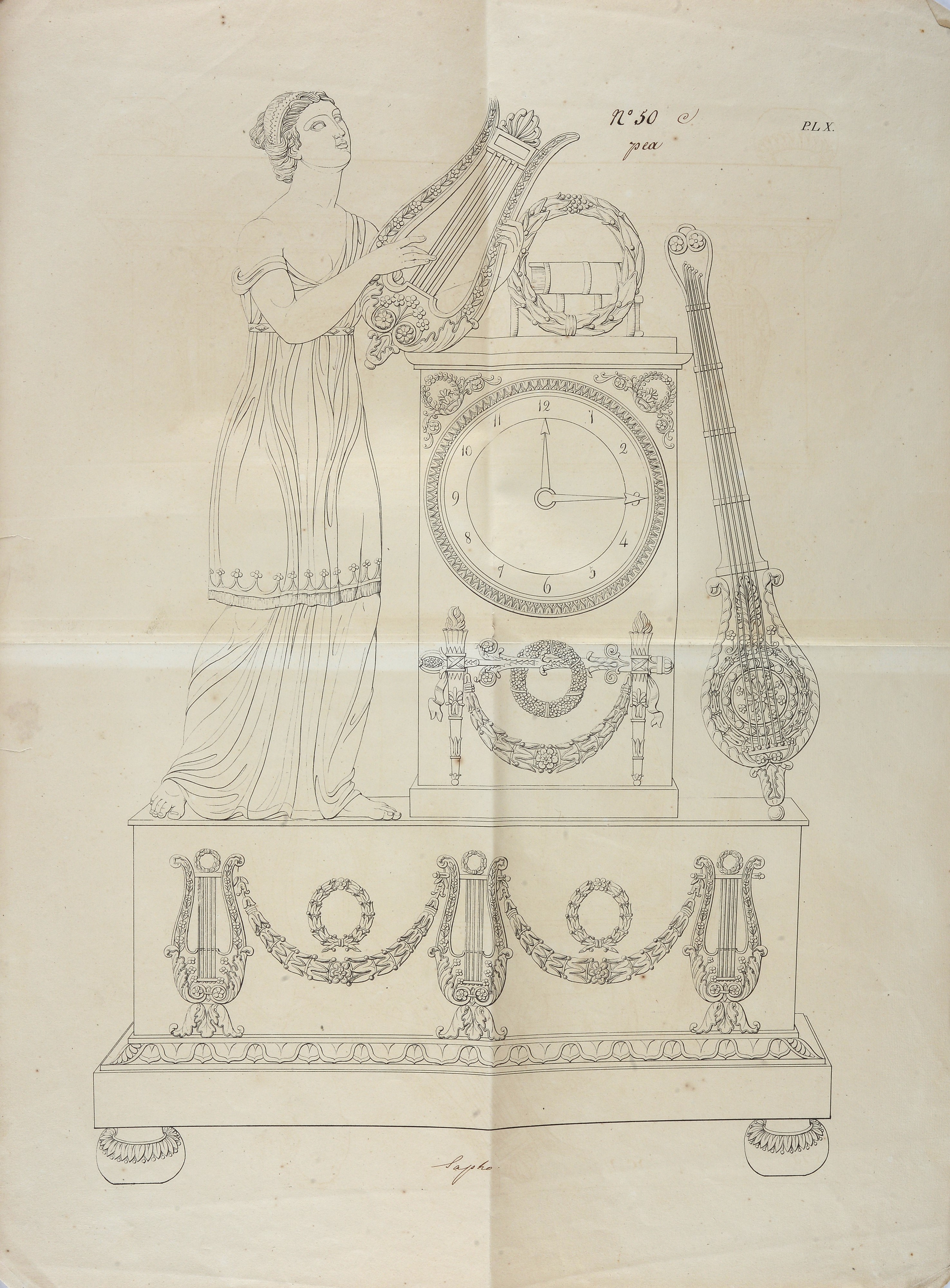 Studio per orologio da tavola (fronte) - Due scene con soggetto storico (sul retro)