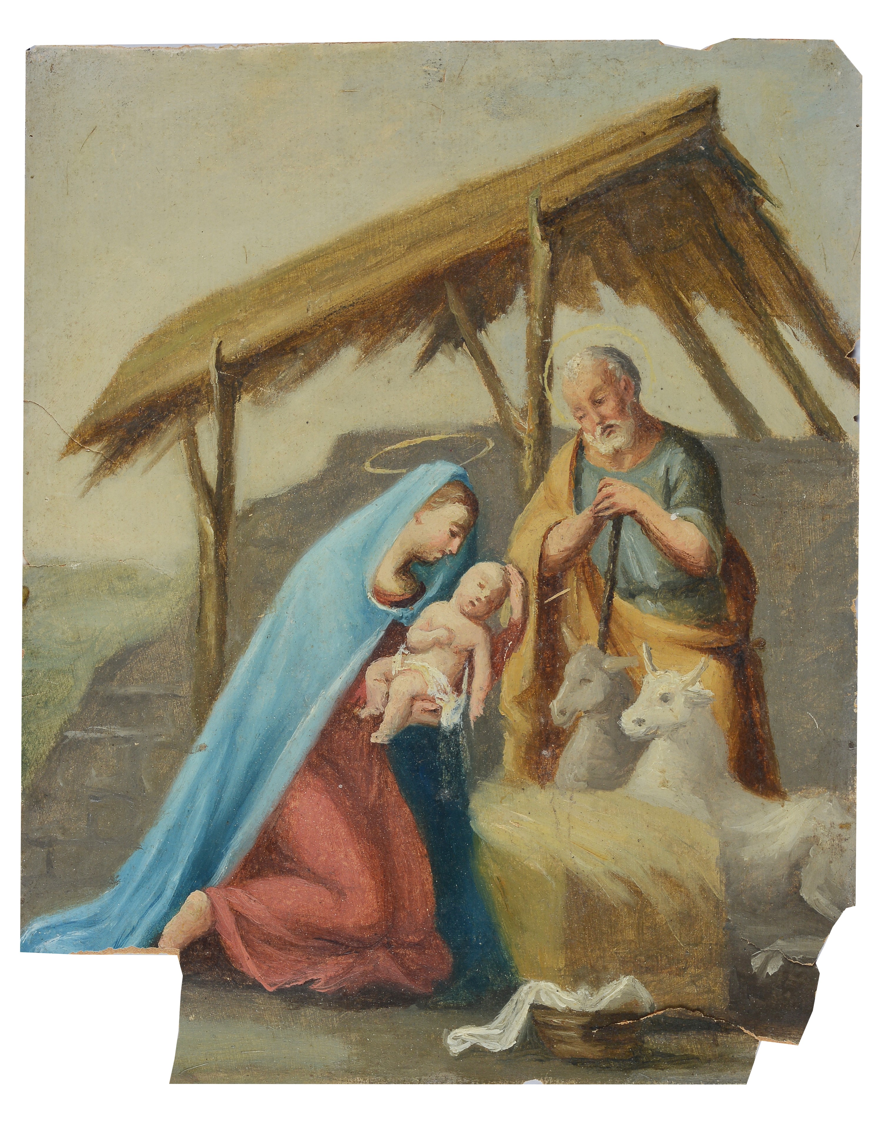 Anonimo, XIX Sec. - Anonimo, Passione di Cristo e Natività, olio su carta