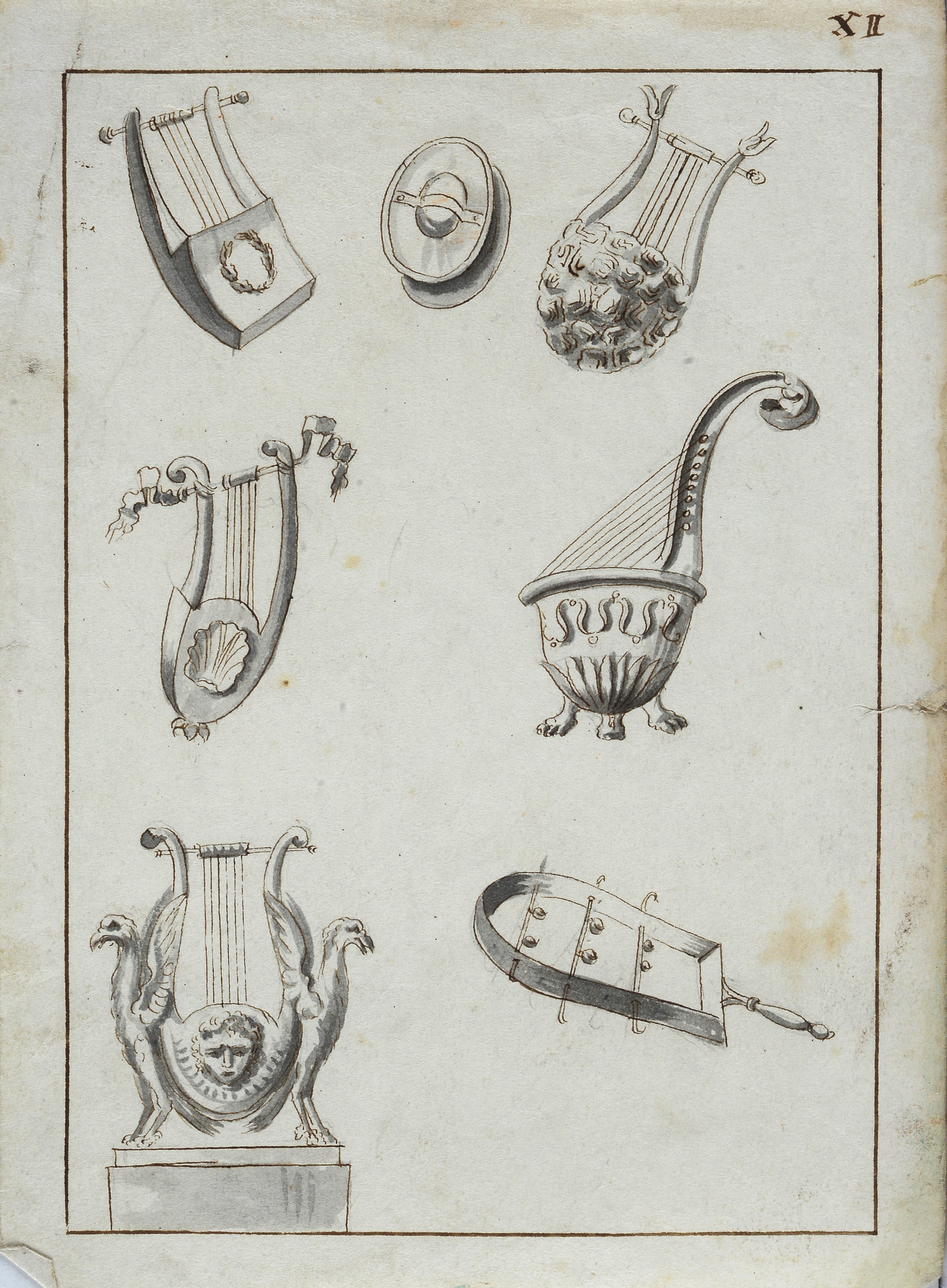 Lotto composto da sette disegni e un' incisione con vari soggetti